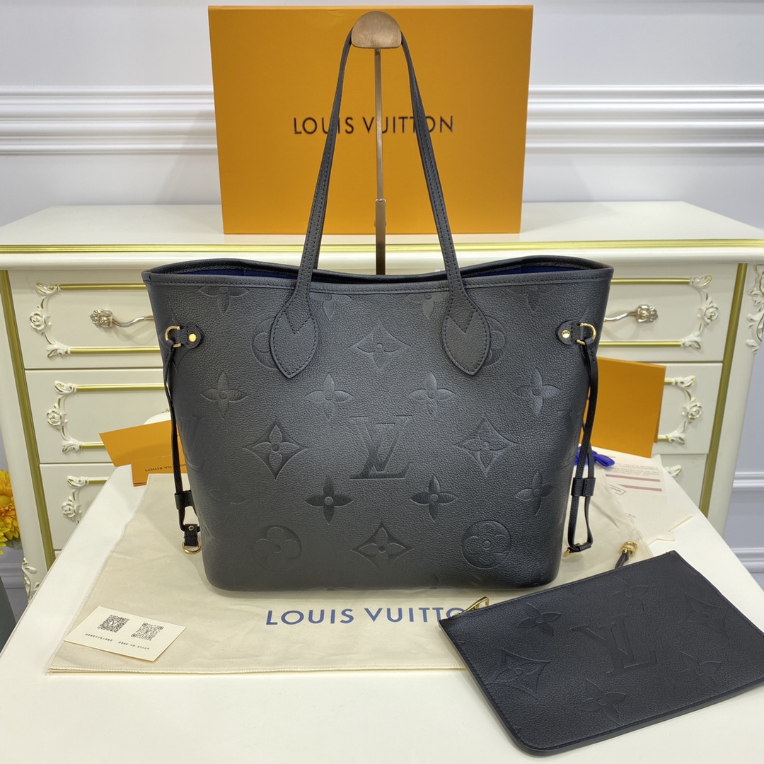 LV NEVERFULL MM Monogram Empreinte Leather Black M45685 - 31cmx 28 x 14 cm