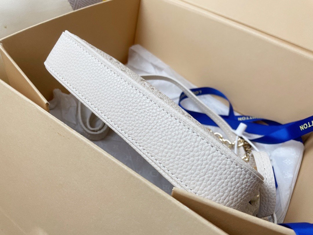 LV Easy Pouch On Strap M80349  Crème White 19 x 11.5 x 3 cm