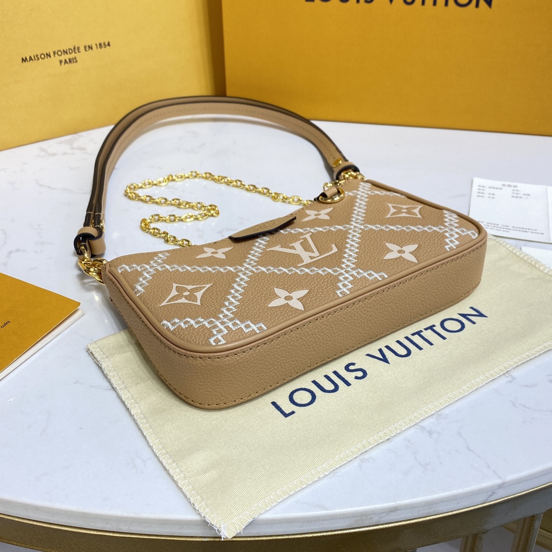LV Easy Pouch On Strap M80349 Beige embossing 19 x 11.5 x 3 cm