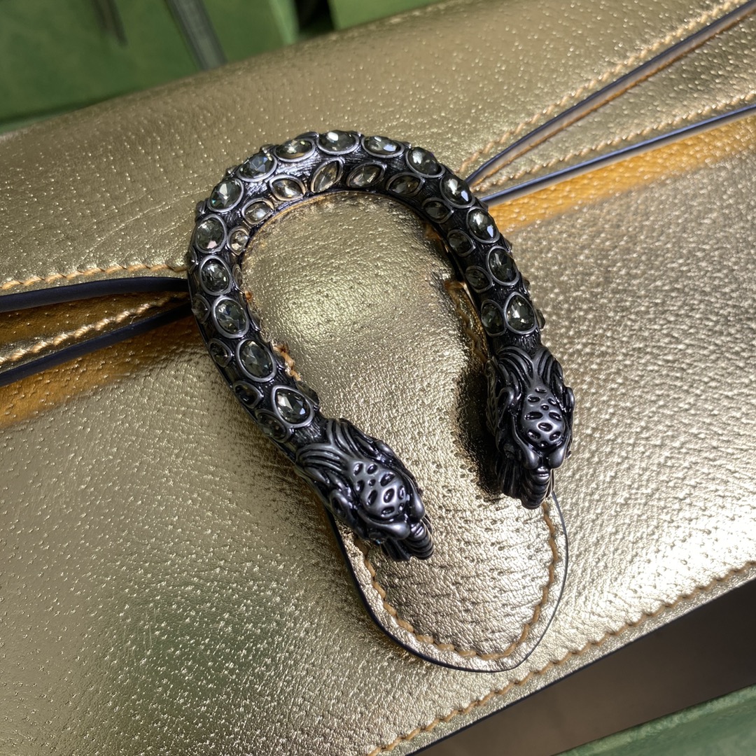 Gvc*1 dionysus small shoulder bag gold lamé leather 499623 - 25x13.5x7cm