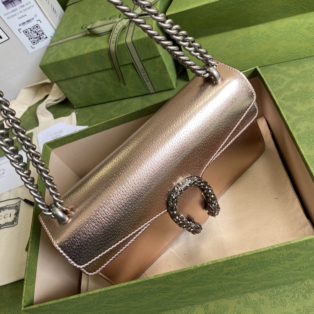 Gvc*1 dionysus small shoulder bag copper lamé leather 499623 - 25x13.5x7cm