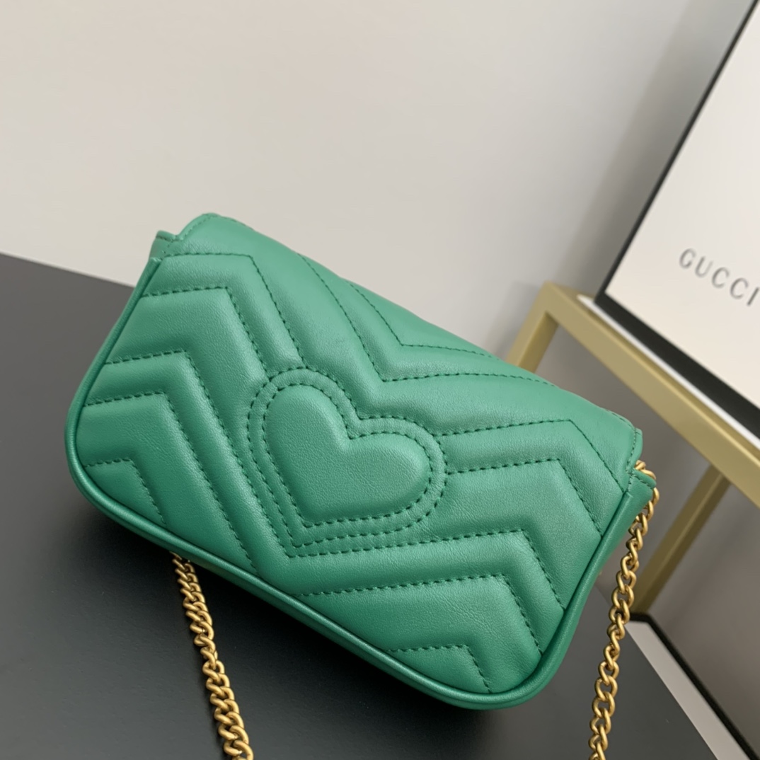 gg marmont matelassé S*per mini bag green 476433 - 16.5 x 10 x 4.5cm
