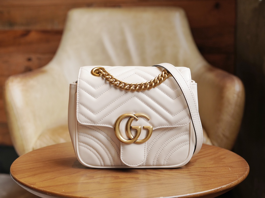 GG Marmont mini shoulder bag White 739682 - 18x15x8cm