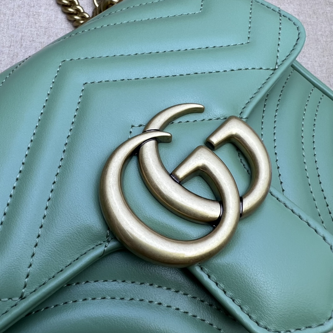 GG Marmont mini shoulder bag Green 739682 - 18x15x8cm