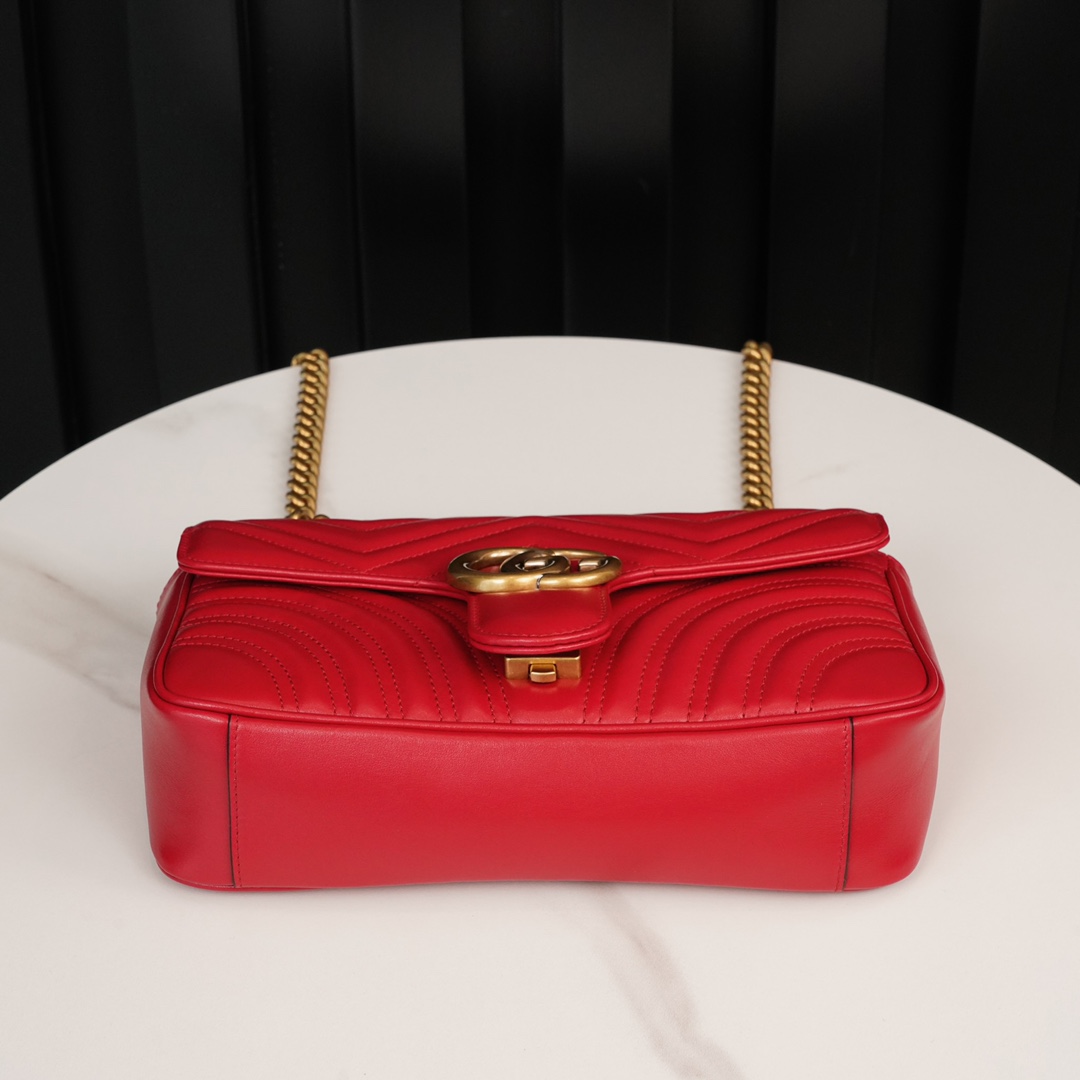 GG Marmont small matelassé shoulder bag Red 443497 – 26x15x7cm