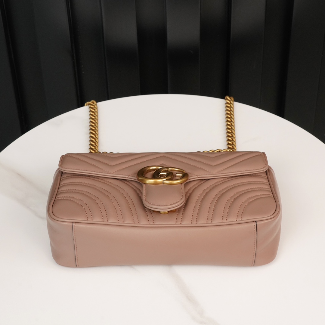 GG Marmont small matelassé shoulder bag Dusty pink 443497 – 26x15x7cm
