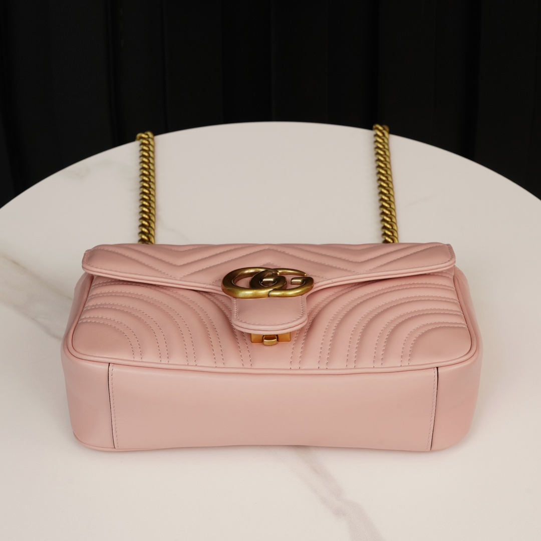 GG Marmont small matelassé shoulder bag Peach 443497 – 26x15x7cm