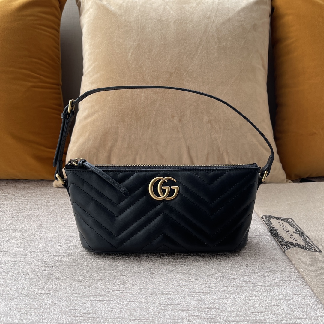 GG Marmont shoulder bag Black Gold hardware 739166 - 23×12×10cm