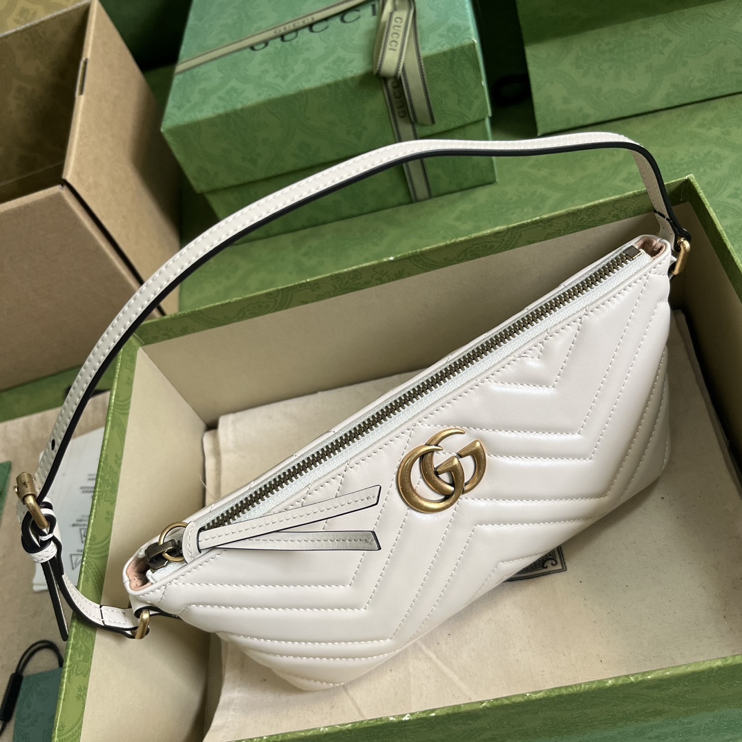 GG Marmont shoulder bag White Gold hardware 739166 – 23 x 12 x 10cm