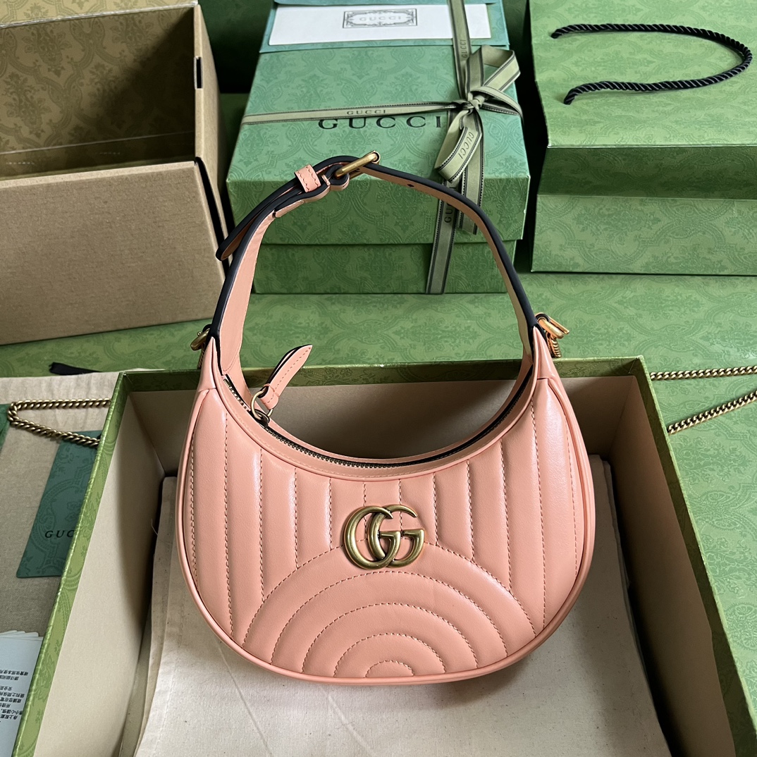 GG Marmont half-moon-shaped mini bag Peach 699514 – 21.5 x 11 x 5cm