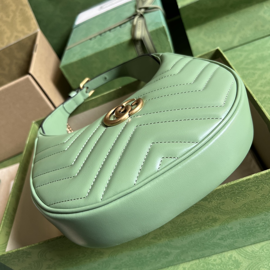 GG Marmont half-moon-shaped mini bag Sage green 699514 – 21.5 x 11 x 5cm