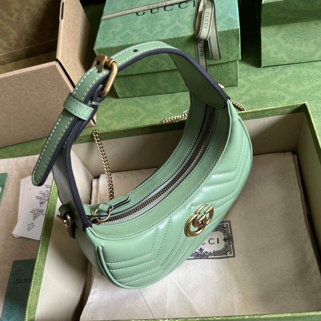 GG Marmont half-moon-shaped mini bag Sage green 699514 – 21.5 x 11 x 5cm