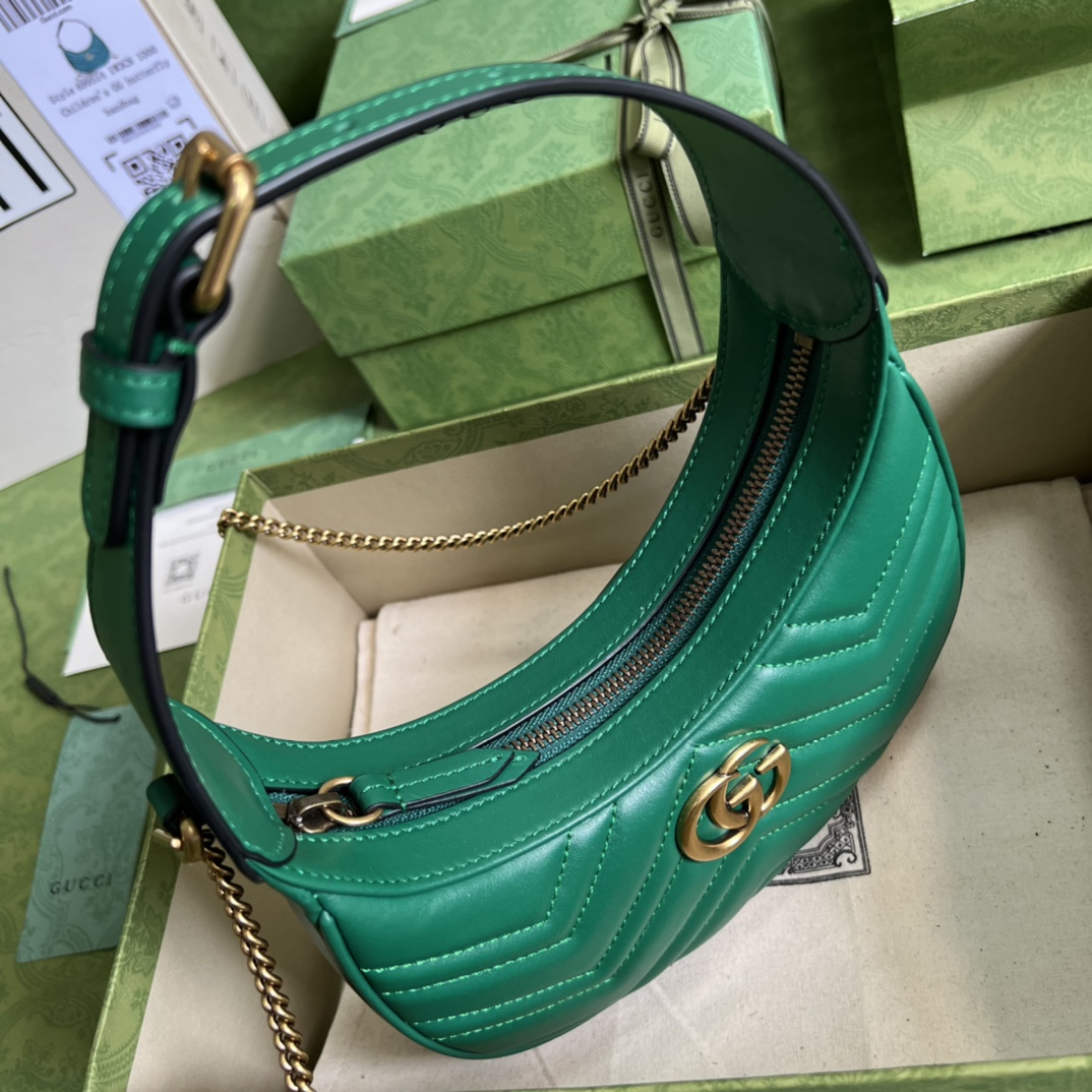GG Marmont half-moon-shaped mini bag Green 699514 – 21.5 x 11 x 5cm