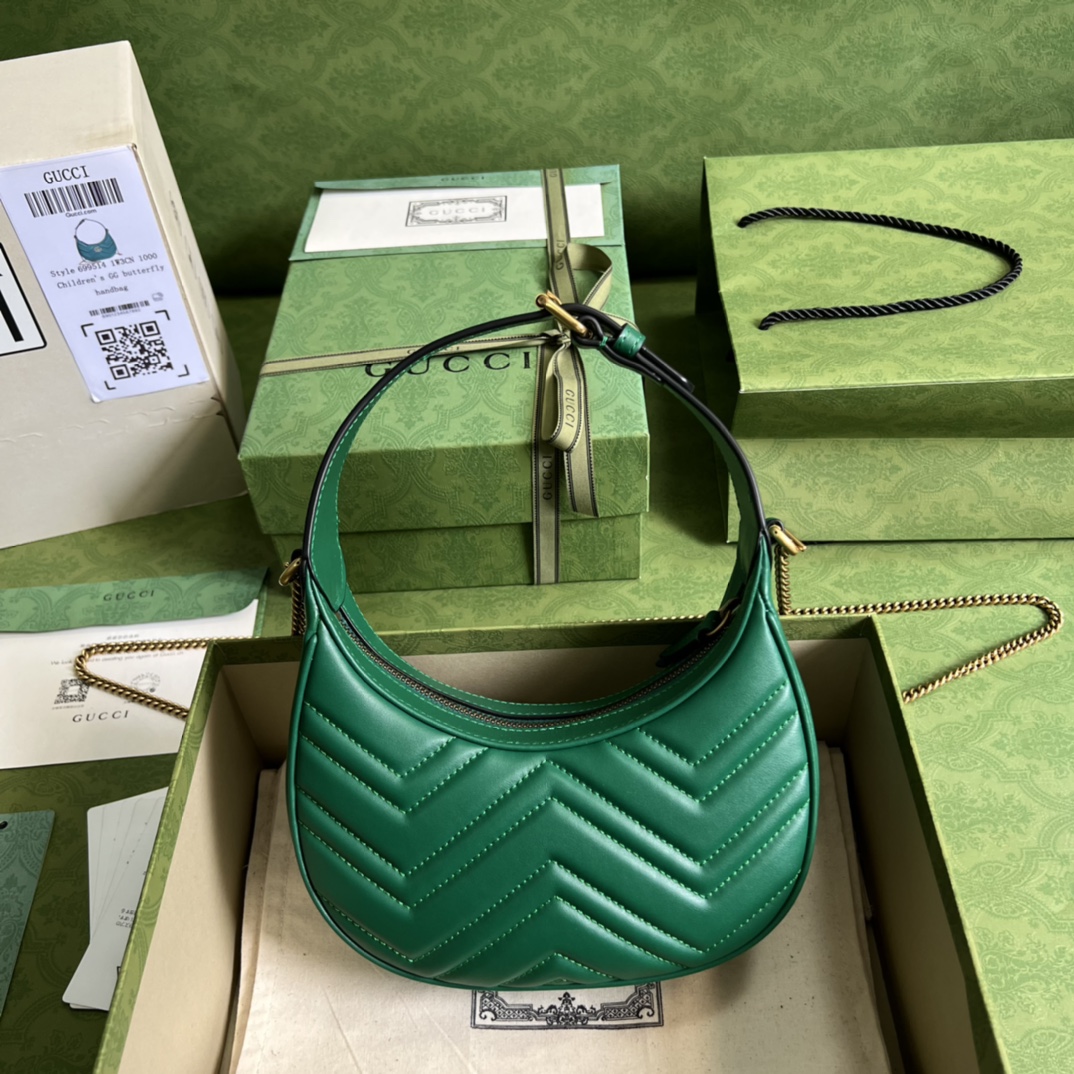 GG Marmont half-moon-shaped mini bag Green 699514 – 21.5 x 11 x 5cm