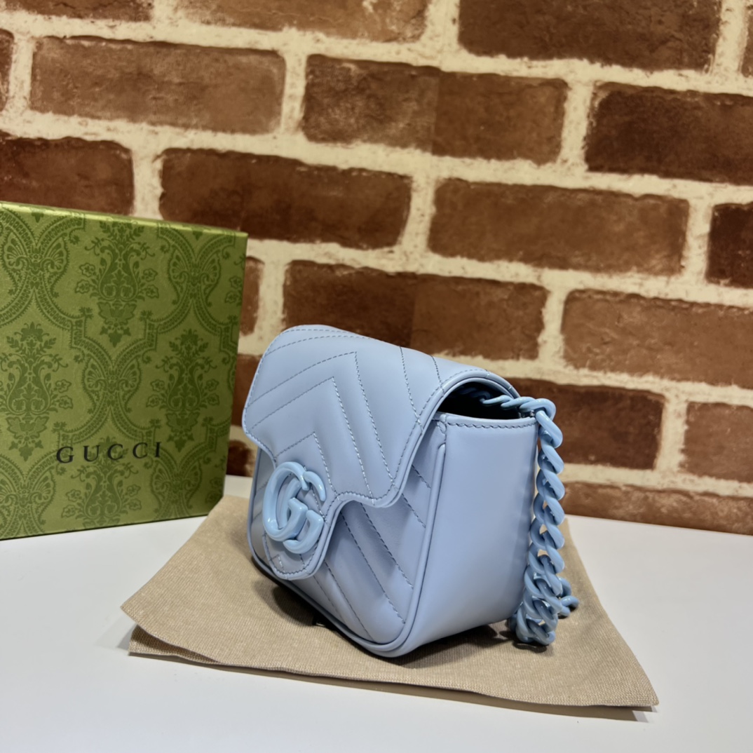 GG Marmont Mini belt bag Pale Blue 739599 - 12x12.5x7cm