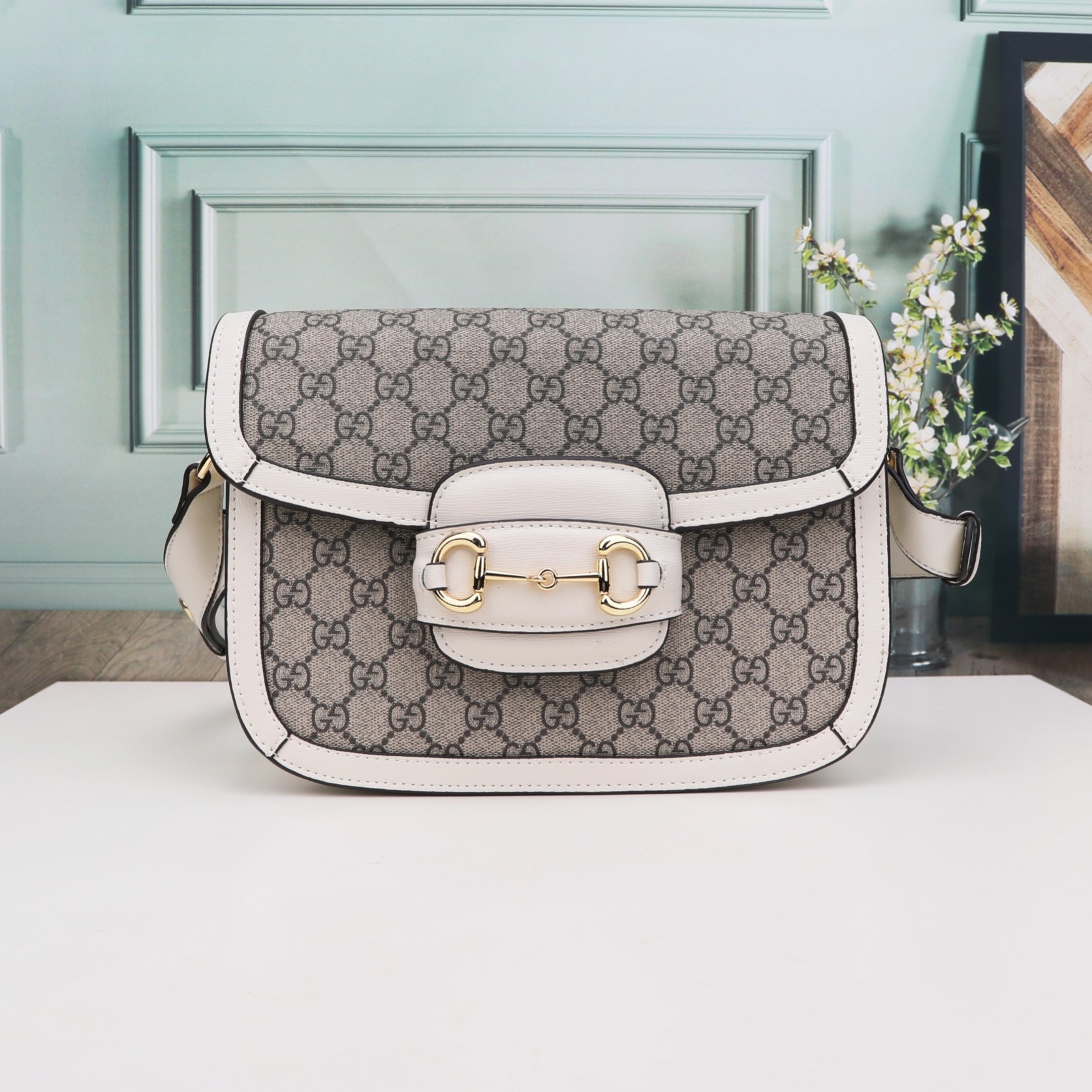 Gvc*1 horsebit 1955 shoulder bag beige 602204 - 25x18x8cm