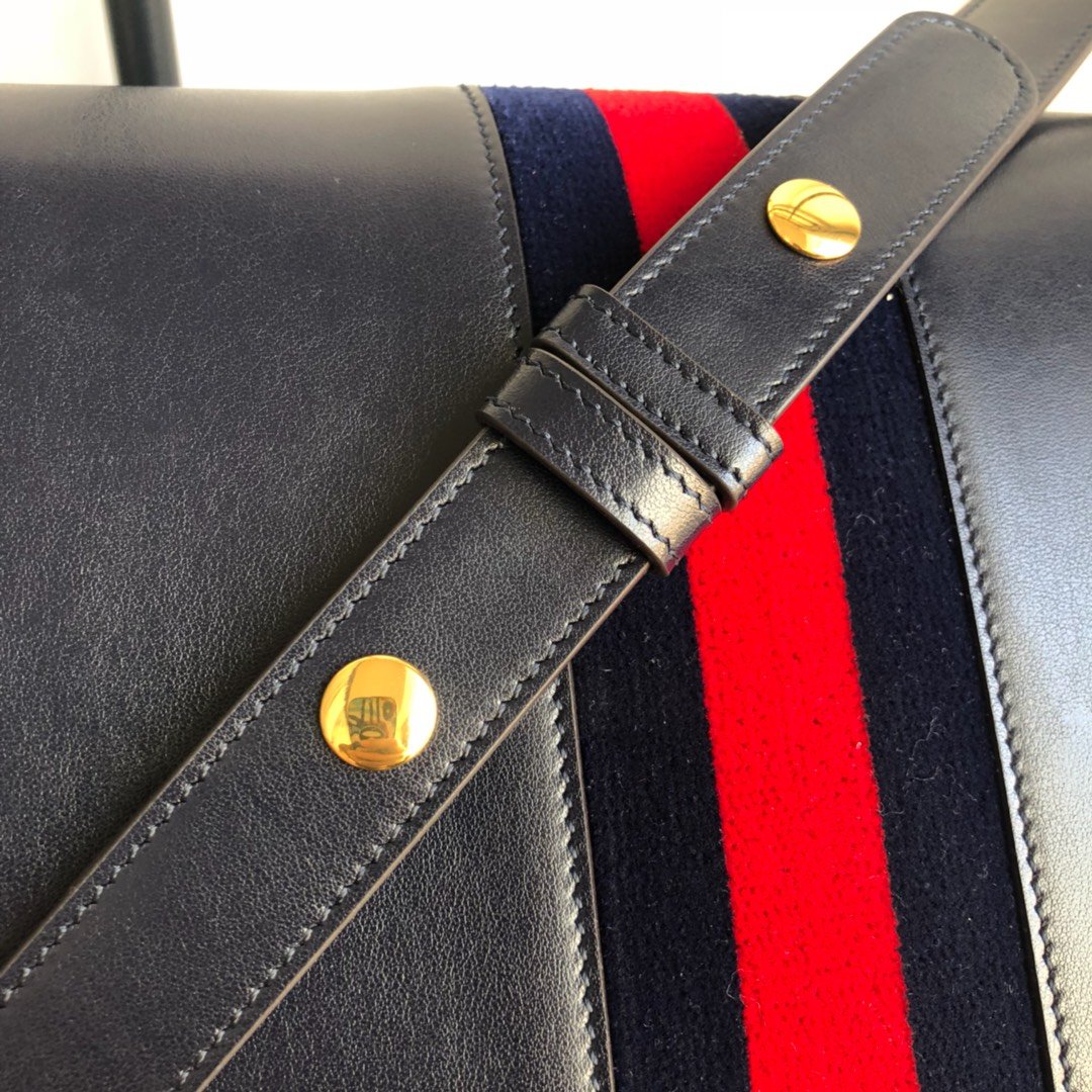Gvc*1 horsebit 1955 shoulder bag black red stripes 602204 - 25x18x8cm