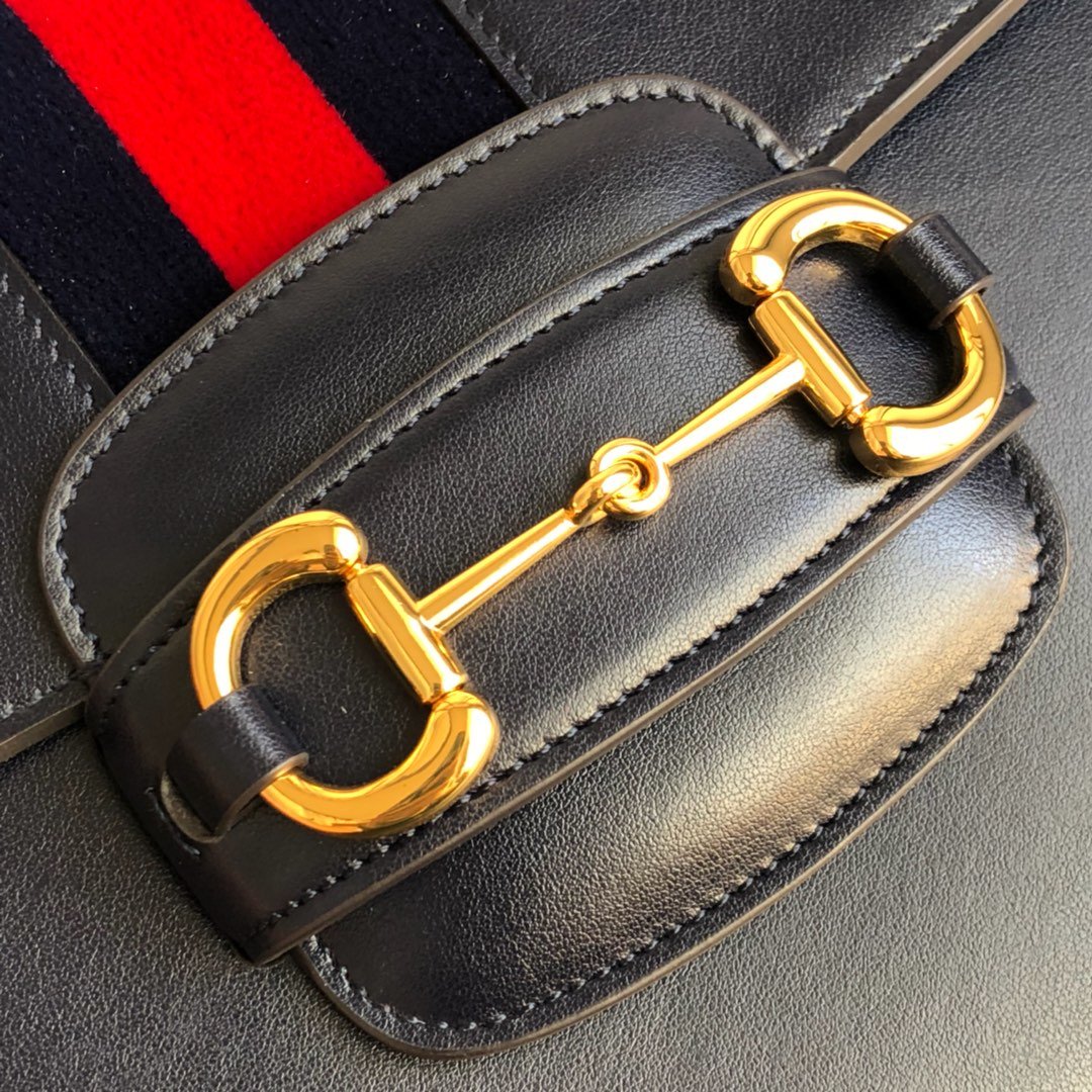 Gvc*1 horsebit 1955 shoulder bag black red stripes 602204 - 25x18x8cm