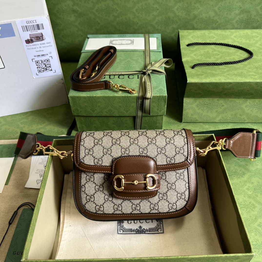 Gvc*1 horsebit 1955 mini bag beige gg svp*me canvas ‎658574 - 20.5x14.5x5cm