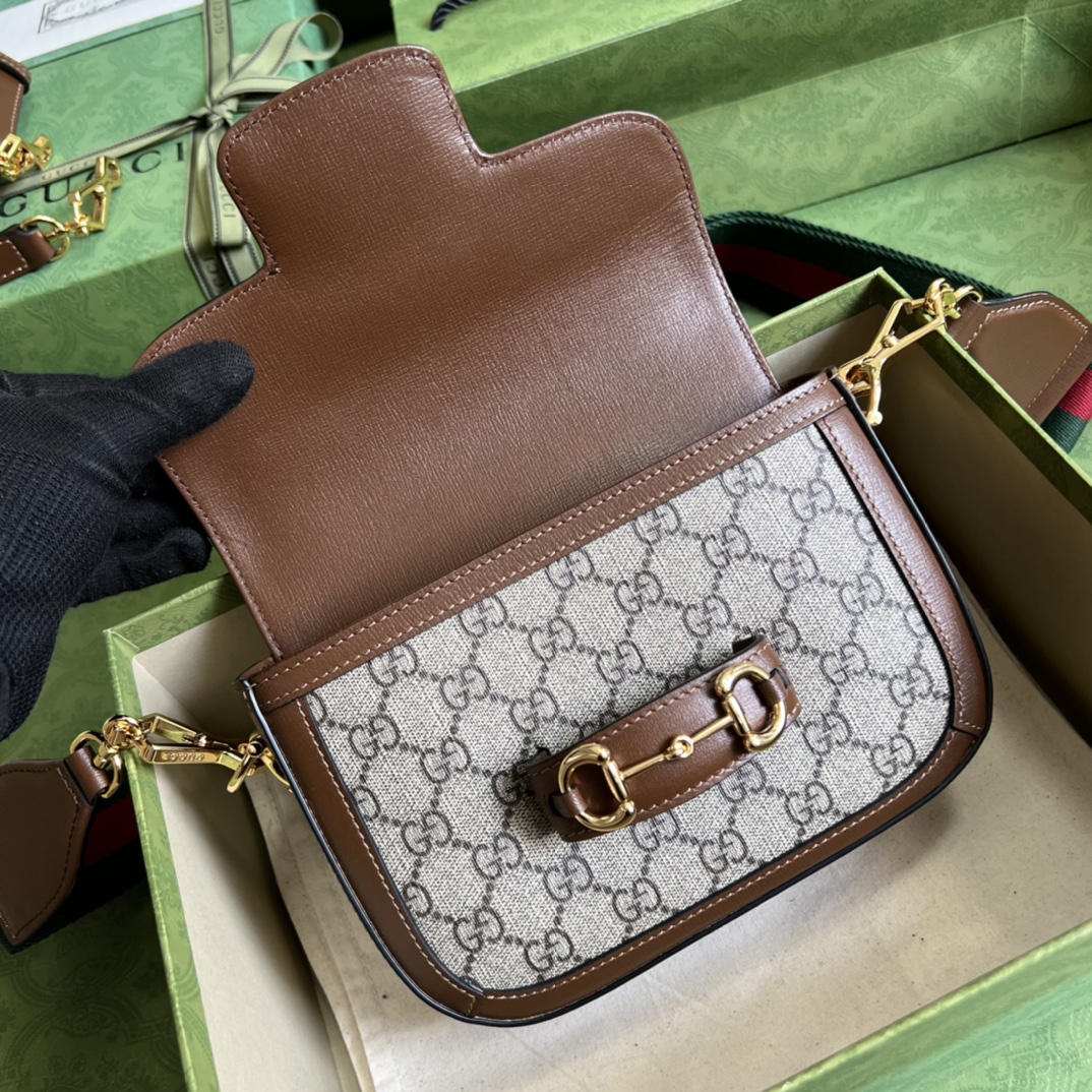 Gvc*1 horsebit 1955 mini bag beige gg svp*me canvas ‎658574 - 20.5x14.5x5cm