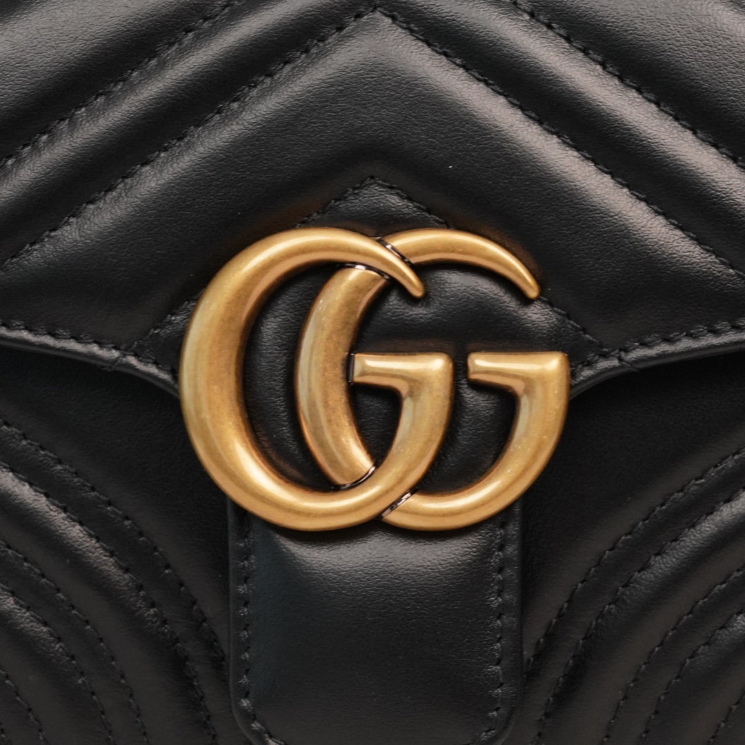 GG Marmont Matelassé mini top handle bag Black 547260 - 21x 15.5 x 8cm