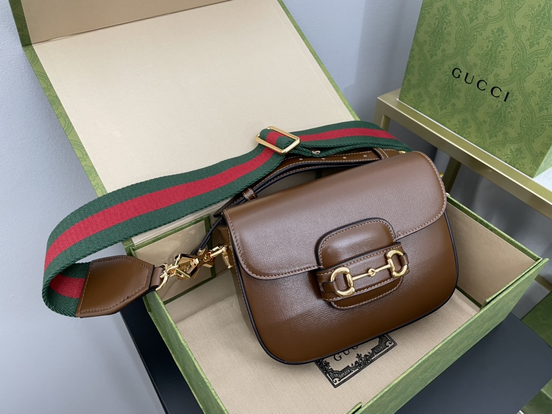 Gvc*1 horsebit 1955 mini bag brown leather ‎658574 - 20.5x14.5x5cm