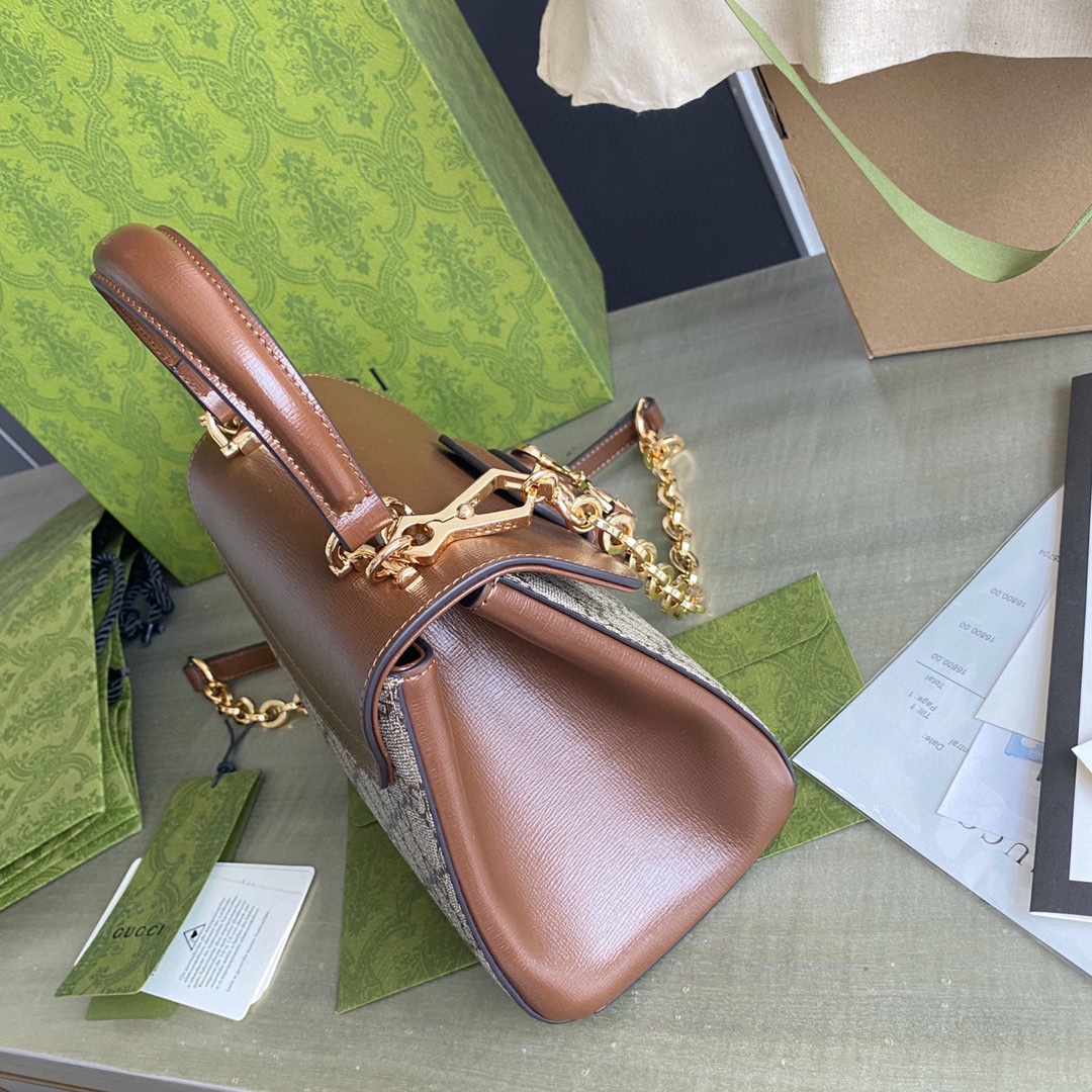 Gvc*1 horsebit 1955 small bag brown beige 703848 - 22x16x10.5cm