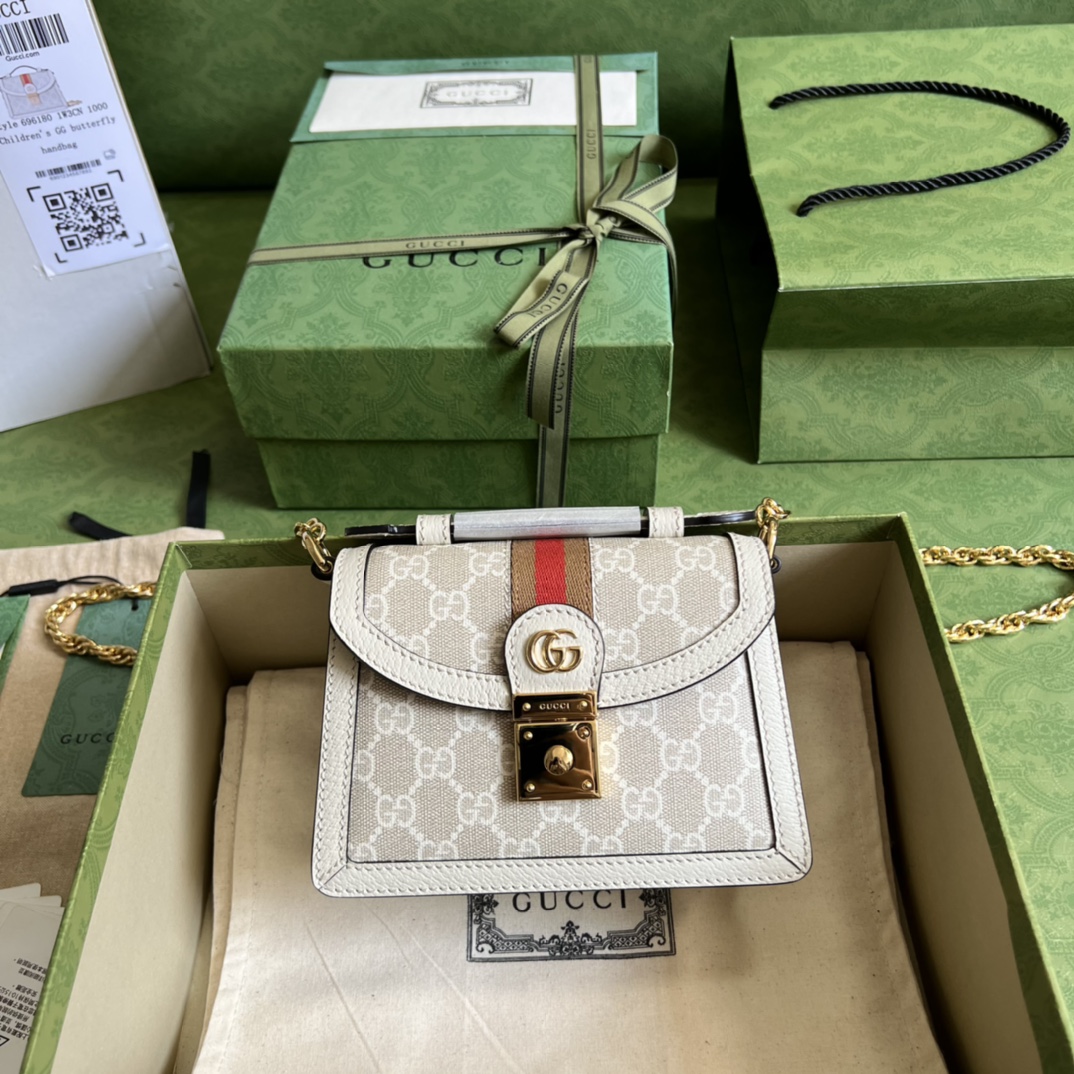Gvc*1 ophidia gg mini shoulder bag beige and ebony 696180 - 17.5x13x6cm