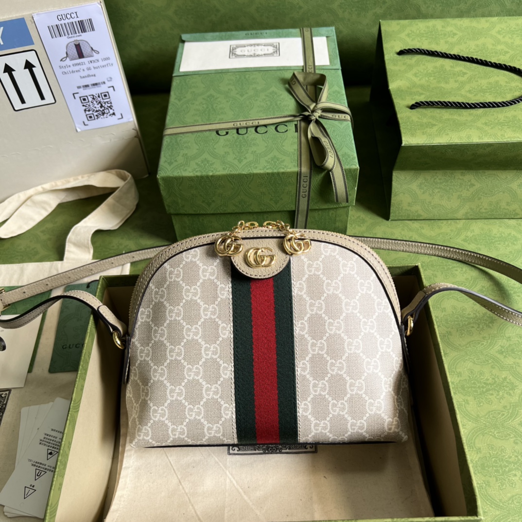 Gvc*1 ophidia small gg shoulder bag oatmeal leather 499621  - 23x19x8cm