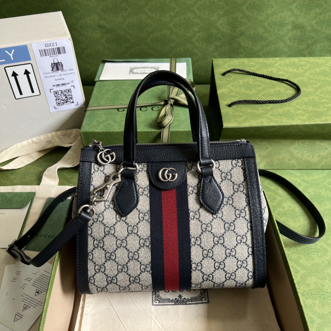 Gvc*1 ophidia small gg tote bag black leather 547551 - 25 x 22 x 12cm