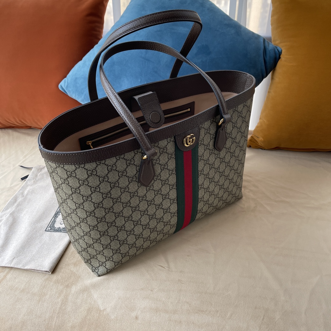 Gvc*1 ophidia gg medium tote brown leather   739730  - 38 x 28 x 14cm