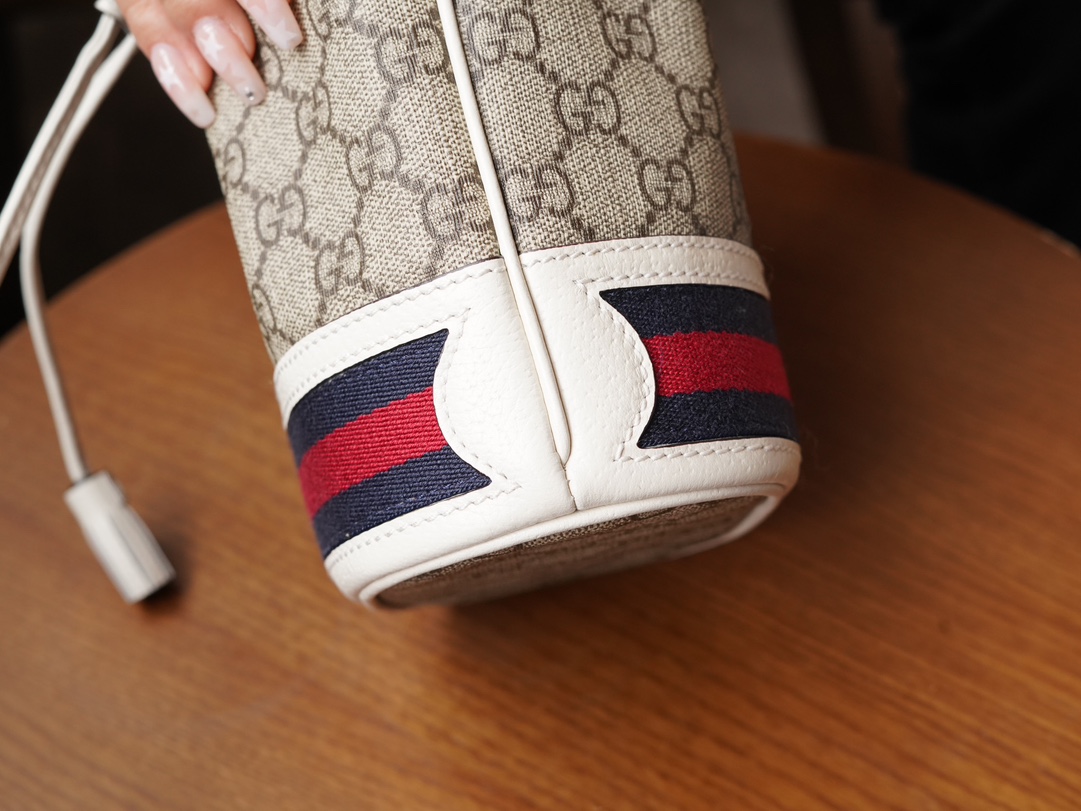 Gvc*1 ophidia mini gg bucket bag white leather 550620 - 15.5x19x9cm