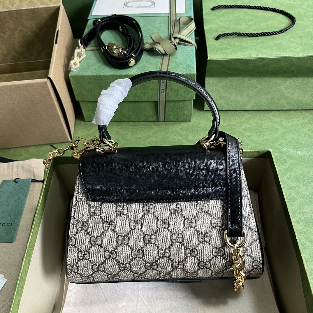 Gvc*1 horsebit 1955 small bag black grey 703848 - 22x16x10.5cm