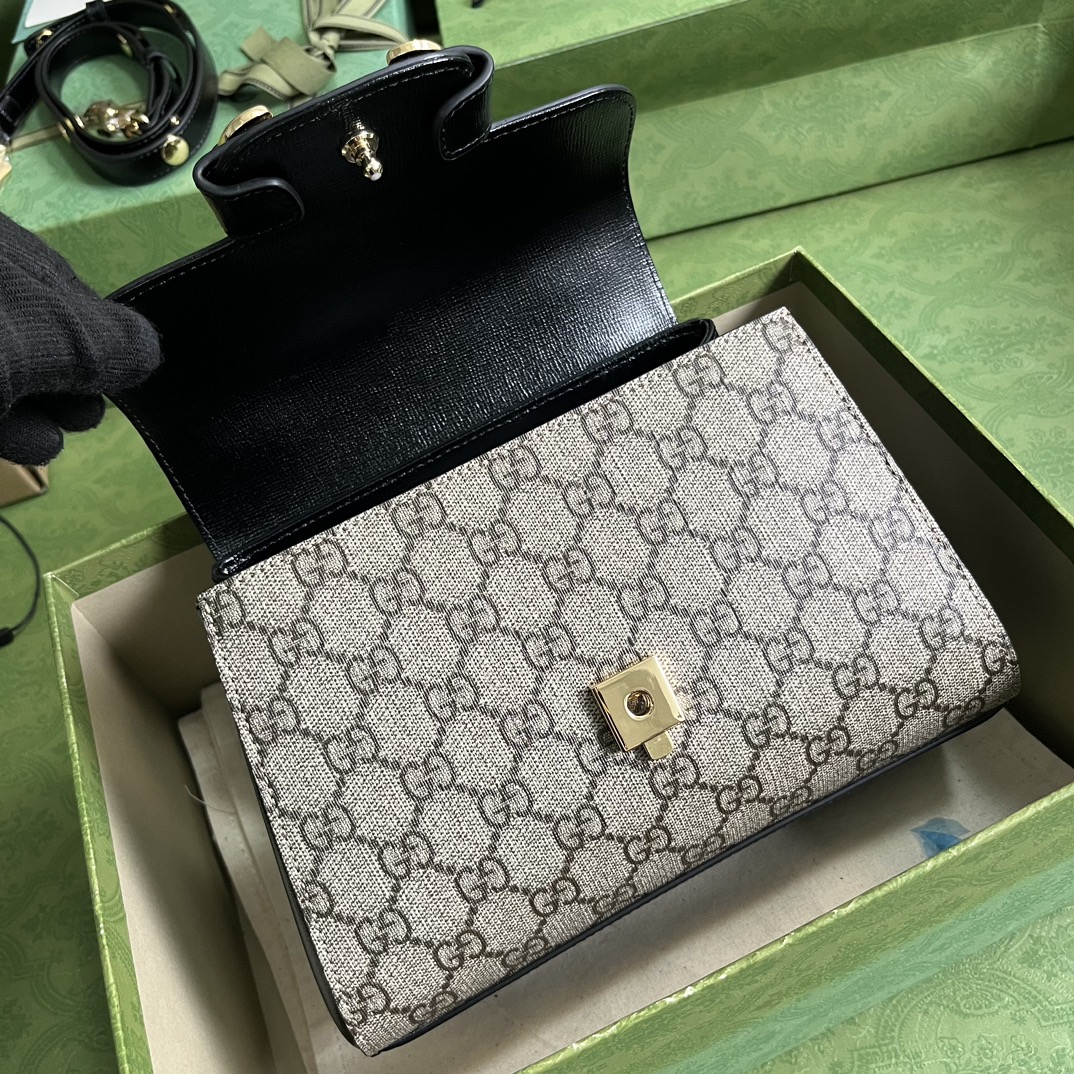 Gvc*1 horsebit 1955 small bag black grey 703848 - 22x16x10.5cm