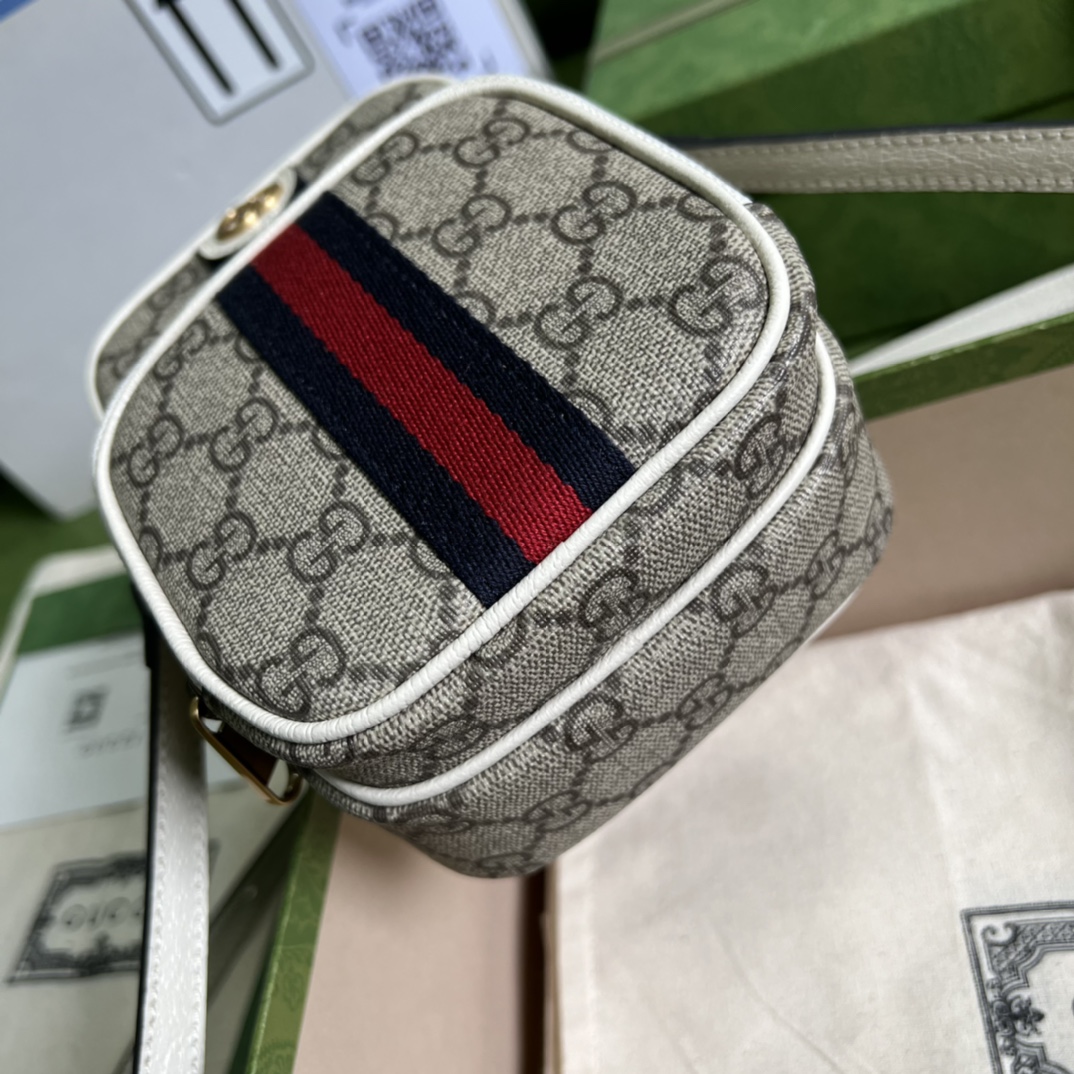 Gvc*1 ophidia mini bag 671682 white leather - 12x16x7cm