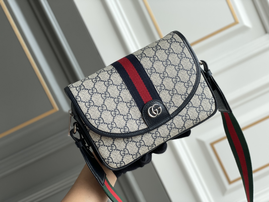 Gvc*1 ophidia mini gg shoulder bag black leather 722117   - 23x17x7cm