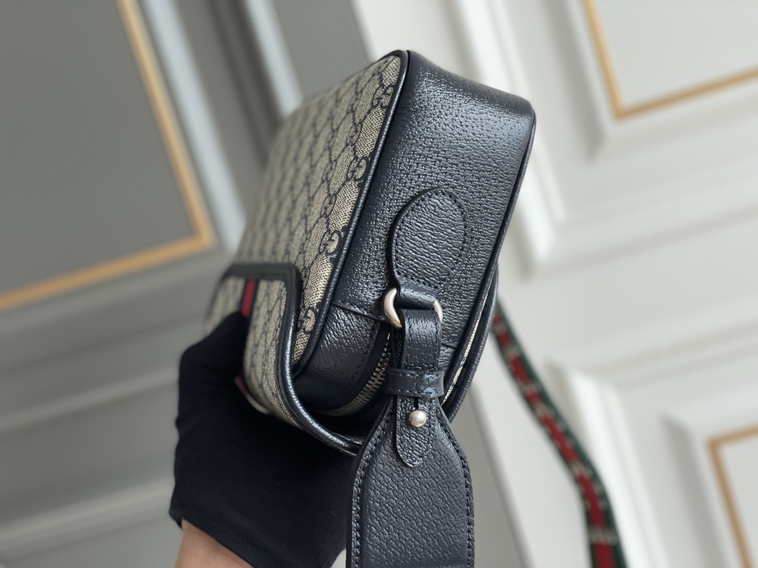 Gvc*1 ophidia mini gg shoulder bag black leather 722117   - 23x17x7cm