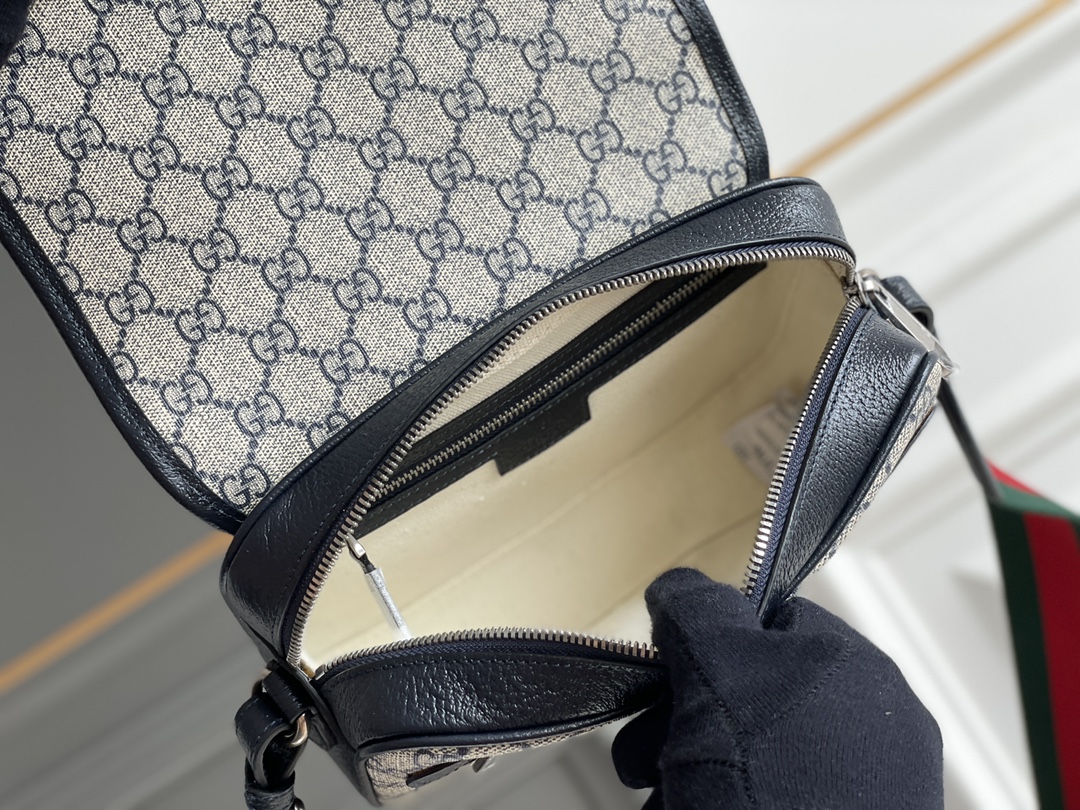 Gvc*1 ophidia mini gg shoulder bag black leather 722117   - 23x17x7cm