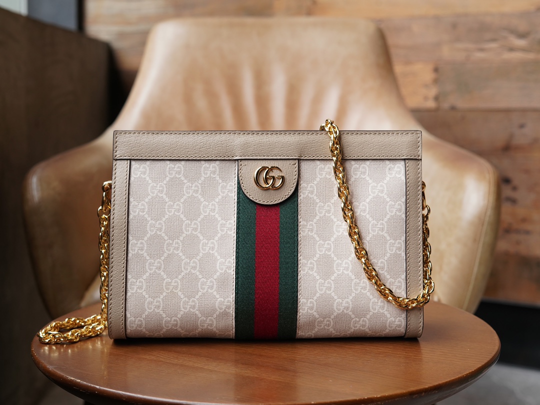 Gvc*1 ophidia gg small shoulder bag oatmeal leather 503877   - 26x17.5x8cm