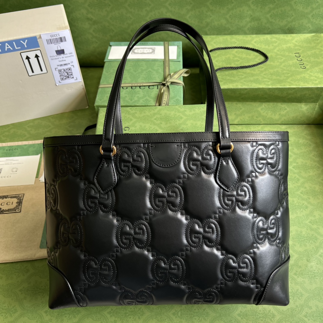 Gvc*1 ophidia gg matelassé medium tote black 631685 - 38 x 28 x 14cm