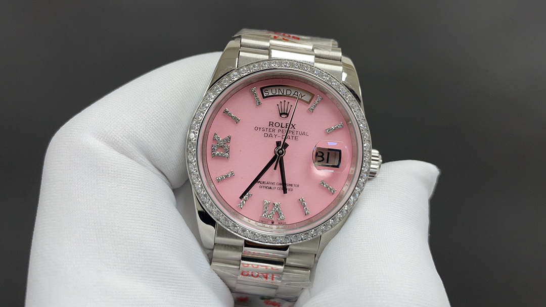 R01ex oyster perpetual  36mm pink day and date