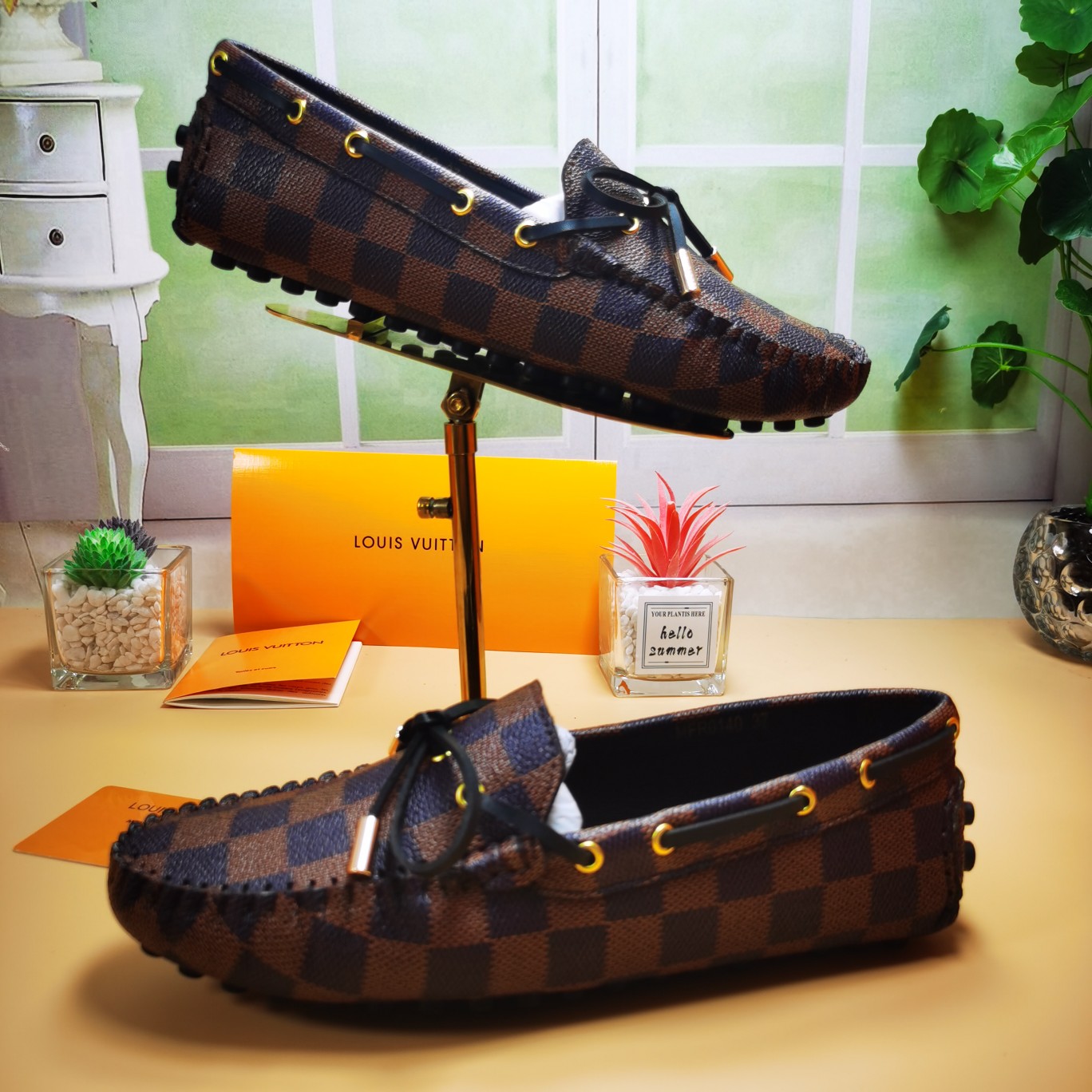 LV flat checkerboard shoe cawhide sheepskin 35-46