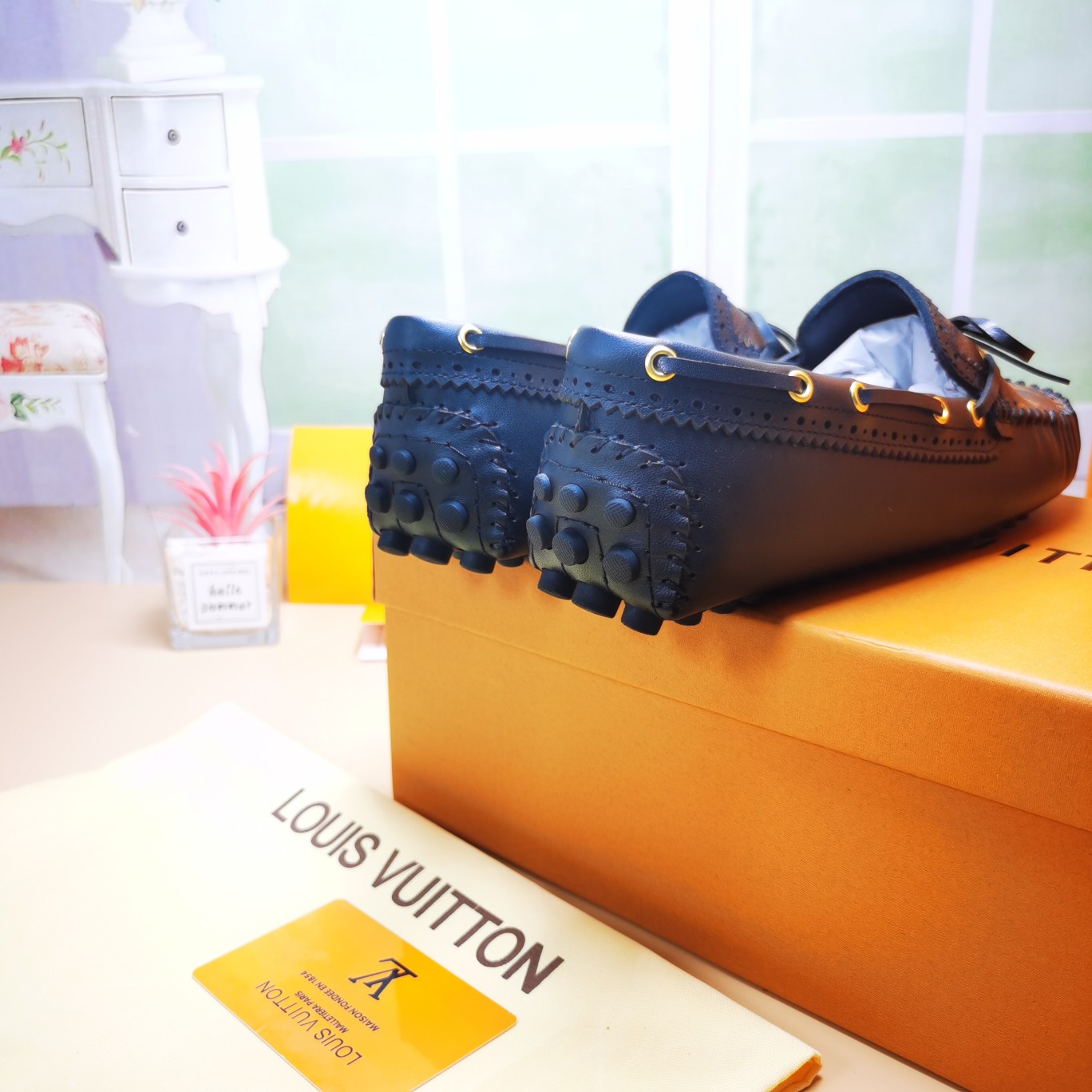 LV flat monogram black shoe cawhide sheepskin 35-46