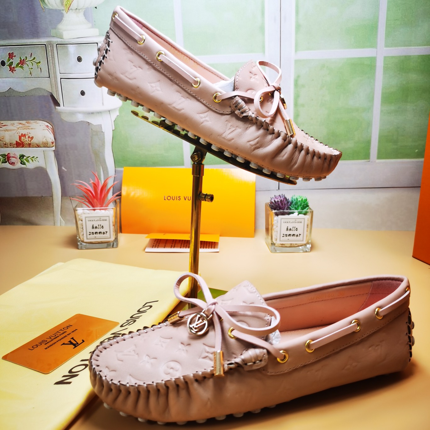 LV flat pink monogram shoe cawhide sheepskin 35-46