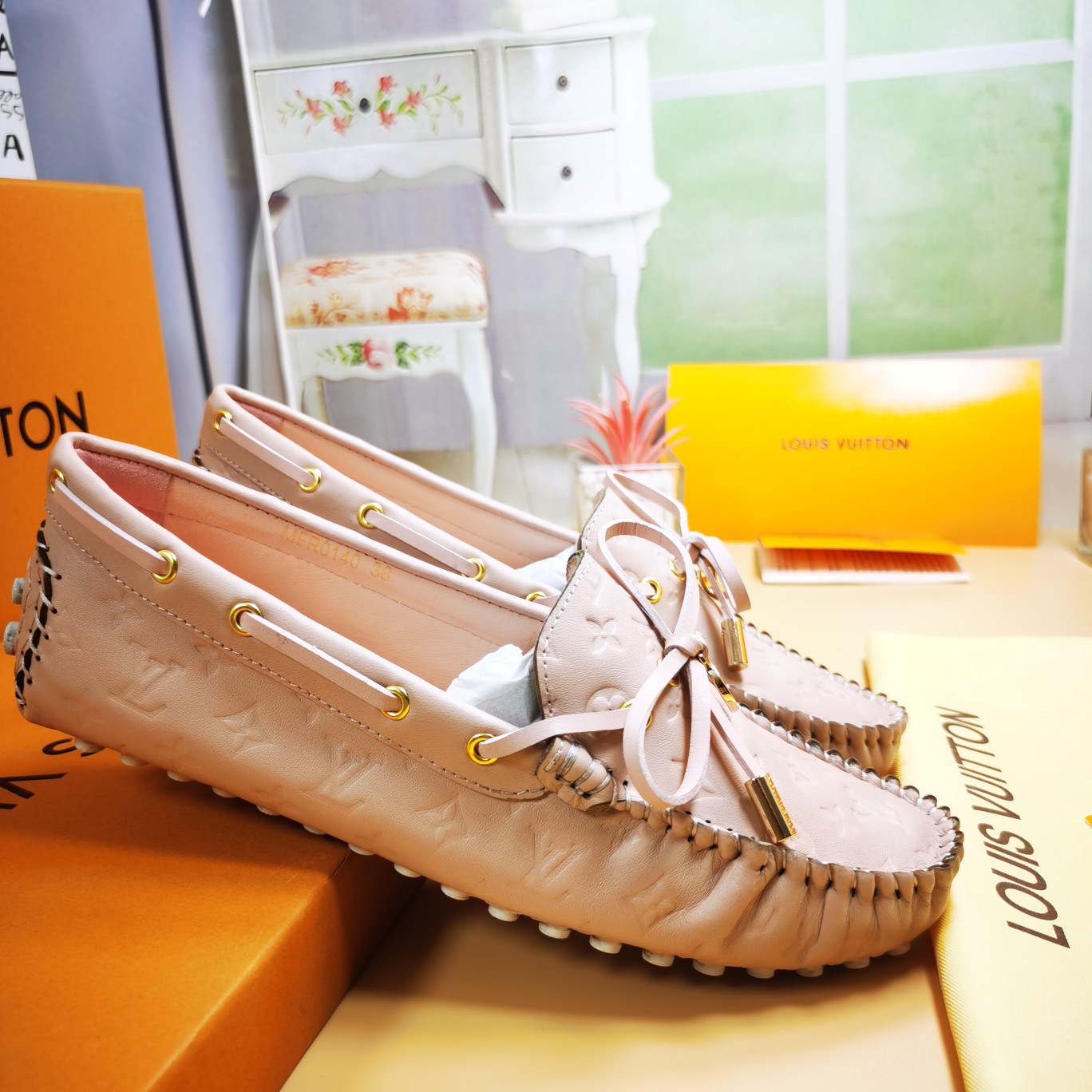 LV flat pink monogram shoe cawhide sheepskin 35-46